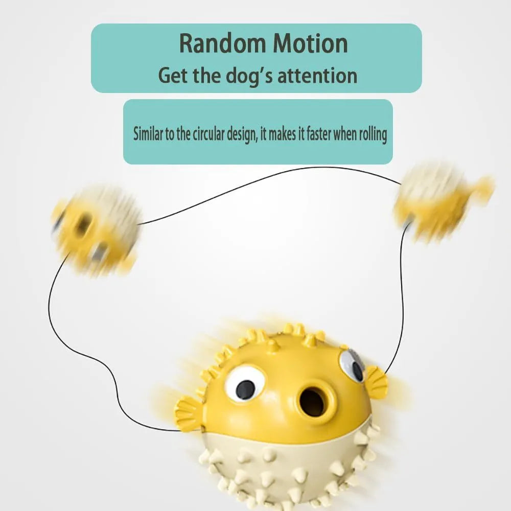 Green fish-shaped interactive dog toy with textured surface for dental cleaning