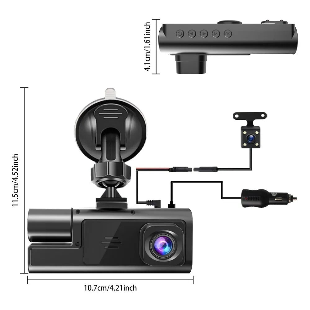 Car dash cam with 2.0-inch screen showing WiFi connectivity and reversing camera function