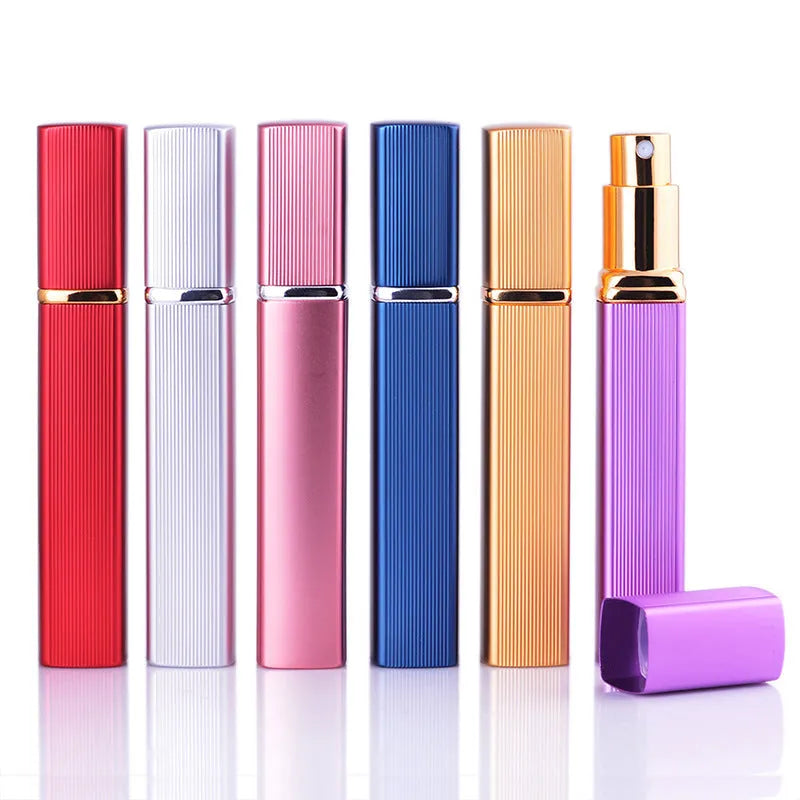 12ml aluminum perfume tube square empty bottle with glass liner in silver finish