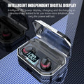 Black X10 Bluetooth wireless headset and its compact charging case on a white background.