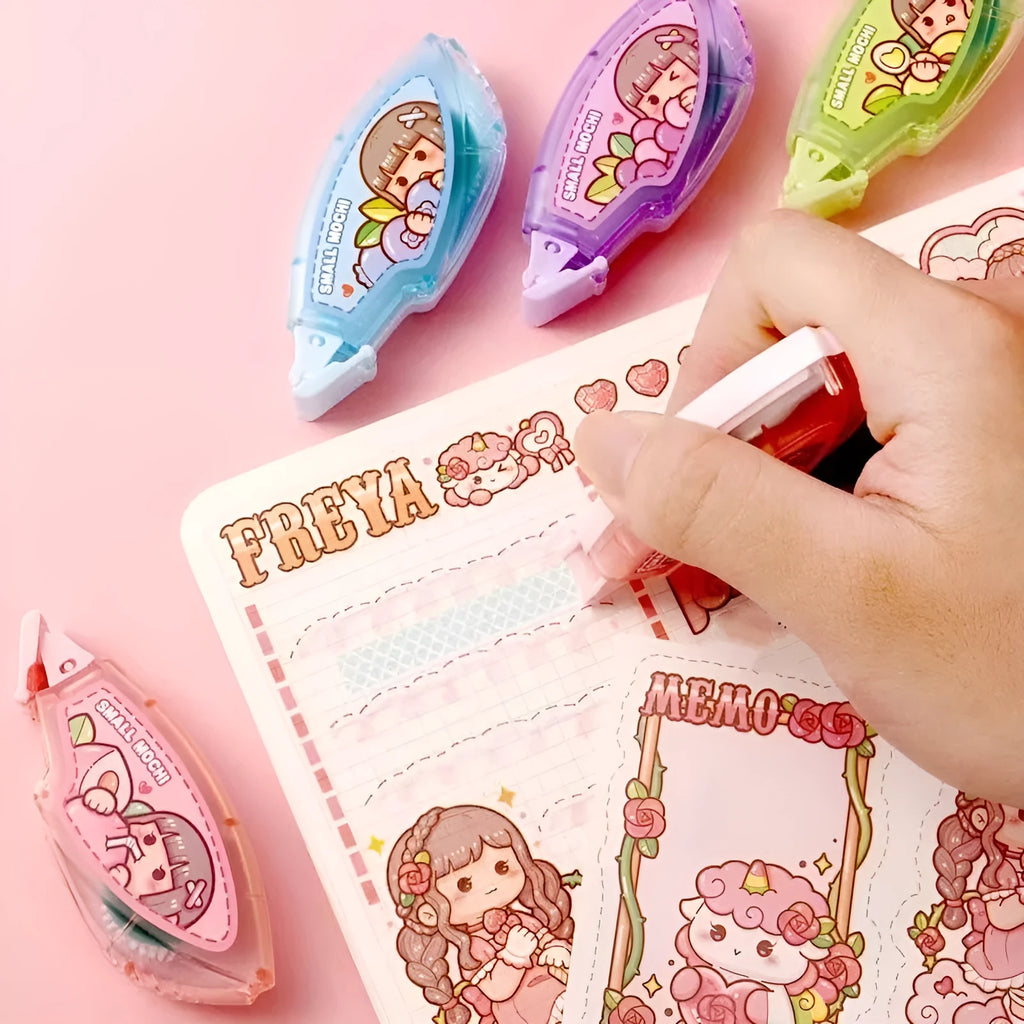 Hand account dotting glue dispenser in peach juice colour on a card pack