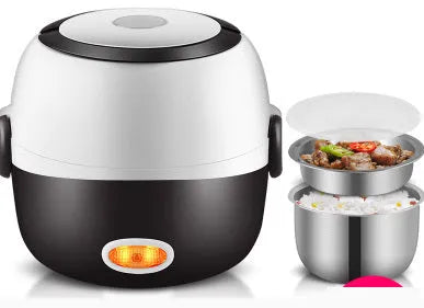 USB-powered multi-function lunch box showing 2-layer and 3-layer configurations with 190mm dimensions