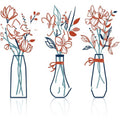 Three-piece metal flowers wall art set with farmhouse vase designs in choice of four colour styles