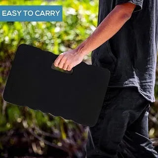 Blue plastic garden kneeler and seat with Eva foam cushion and integrated carry handle.