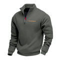 Men's warm stand collar contrast stripes sport sweatshirt in army green, loose fit polyester long sleeve