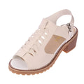 Women's retro sandals with a side zipper in artificial PU leather and beef tendon sole.