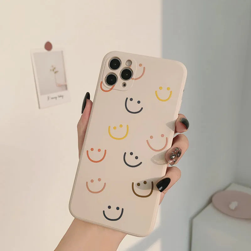Simple TPU phone case back cover with painted smiley design for iPhone X