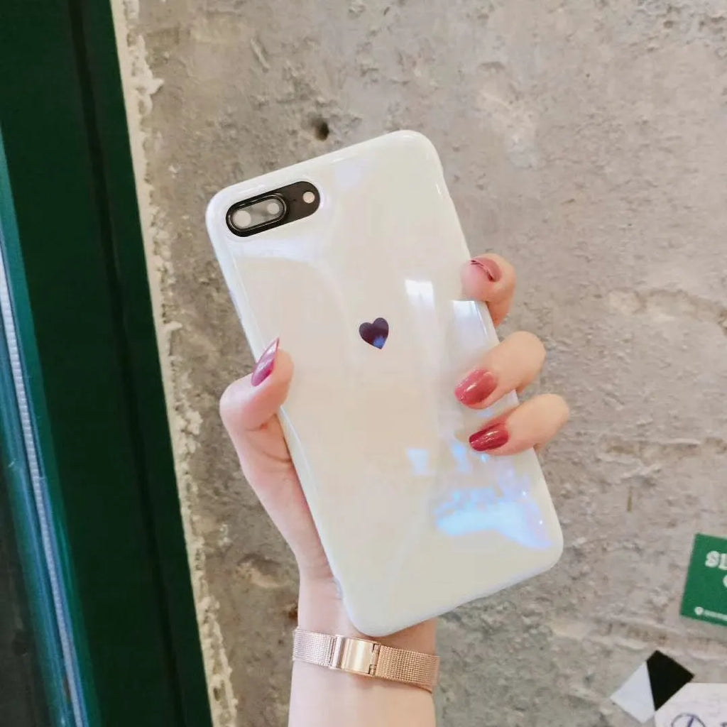 Love phone case back cover for iPhone in white colour with simple style and blue light material