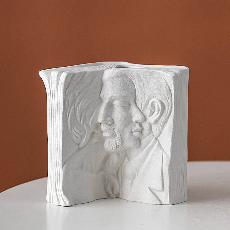 Ceramic book stand in modern simple style with glazed surface, shown in one of four colour options