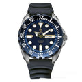 Waterproof luminous quartz men's watch with steel strap and blue dial, 15mm case thickness