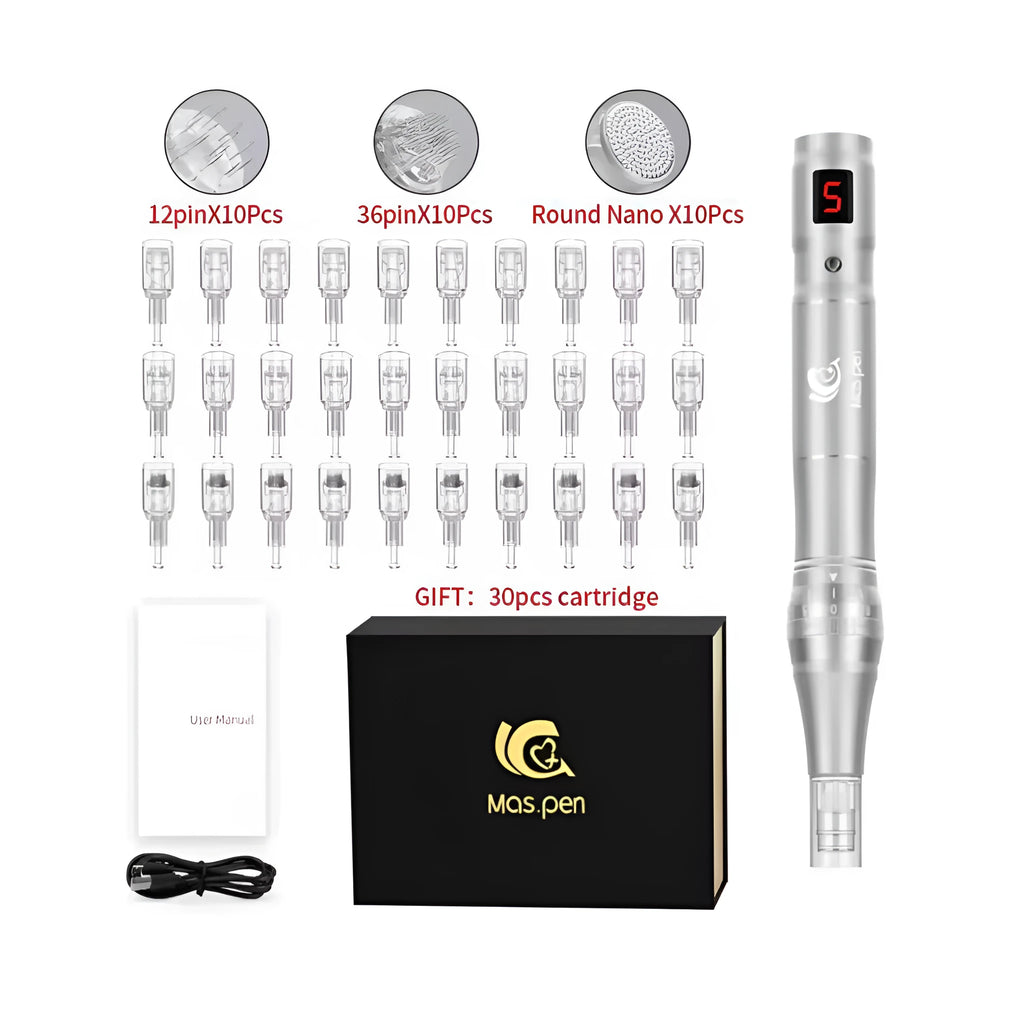 Spiral Mouth Electric Microneedle Nano Microneedle Guide with 30 heads in pink colour
