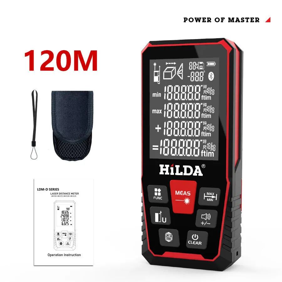 Laser rangefinder measuring device for construction and room measurement applications