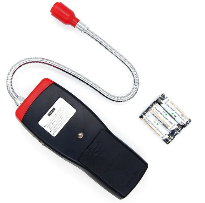 AS8800L portable flammable gas detector showing front display with LED lights and compact handheld design