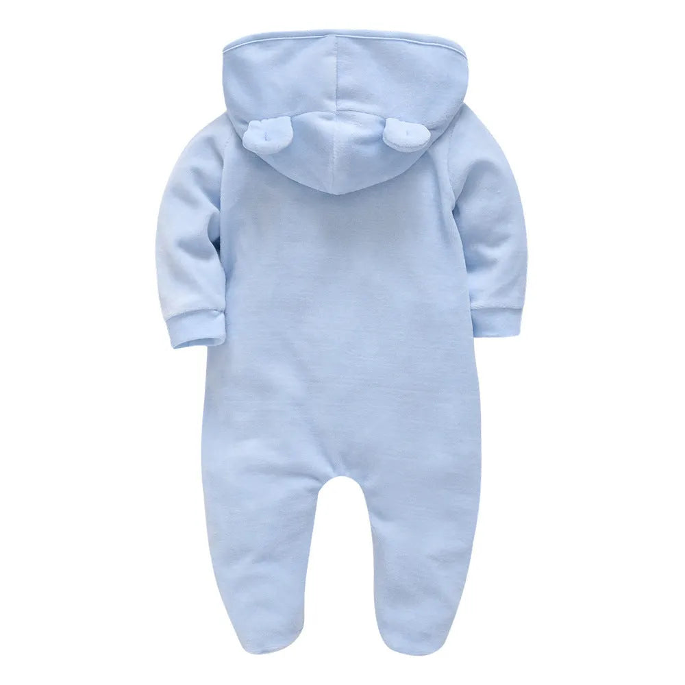 100% cotton newborn baby one-piece long sleeve long climb light blue winter