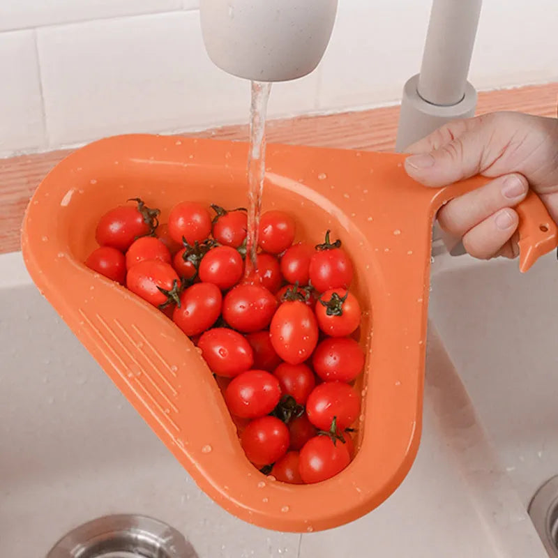 Blue plastic kitchen sink hanging swan drain basket for fruit and vegetable waste, dry-and-wet separation design