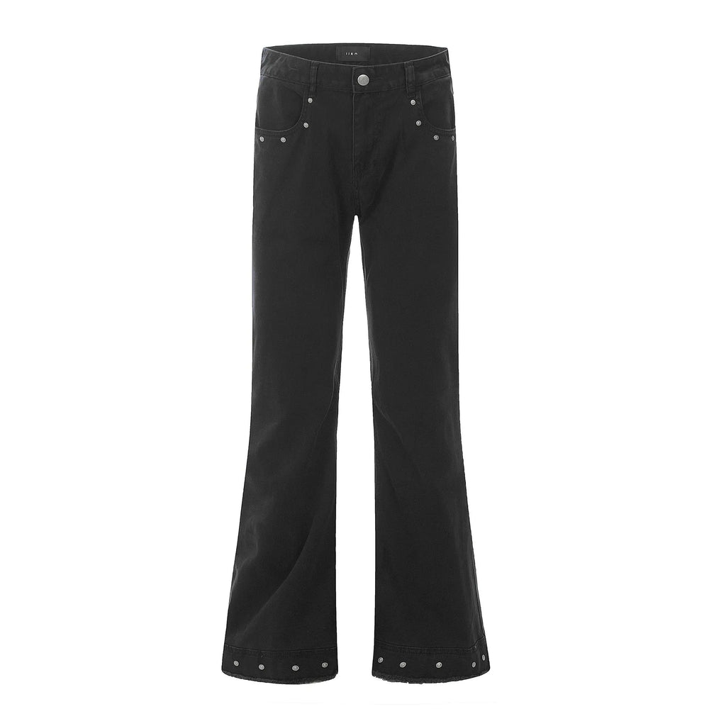 American retro skinny jeans for men and women in black cotton straight-leg trousers waist zipper fly
