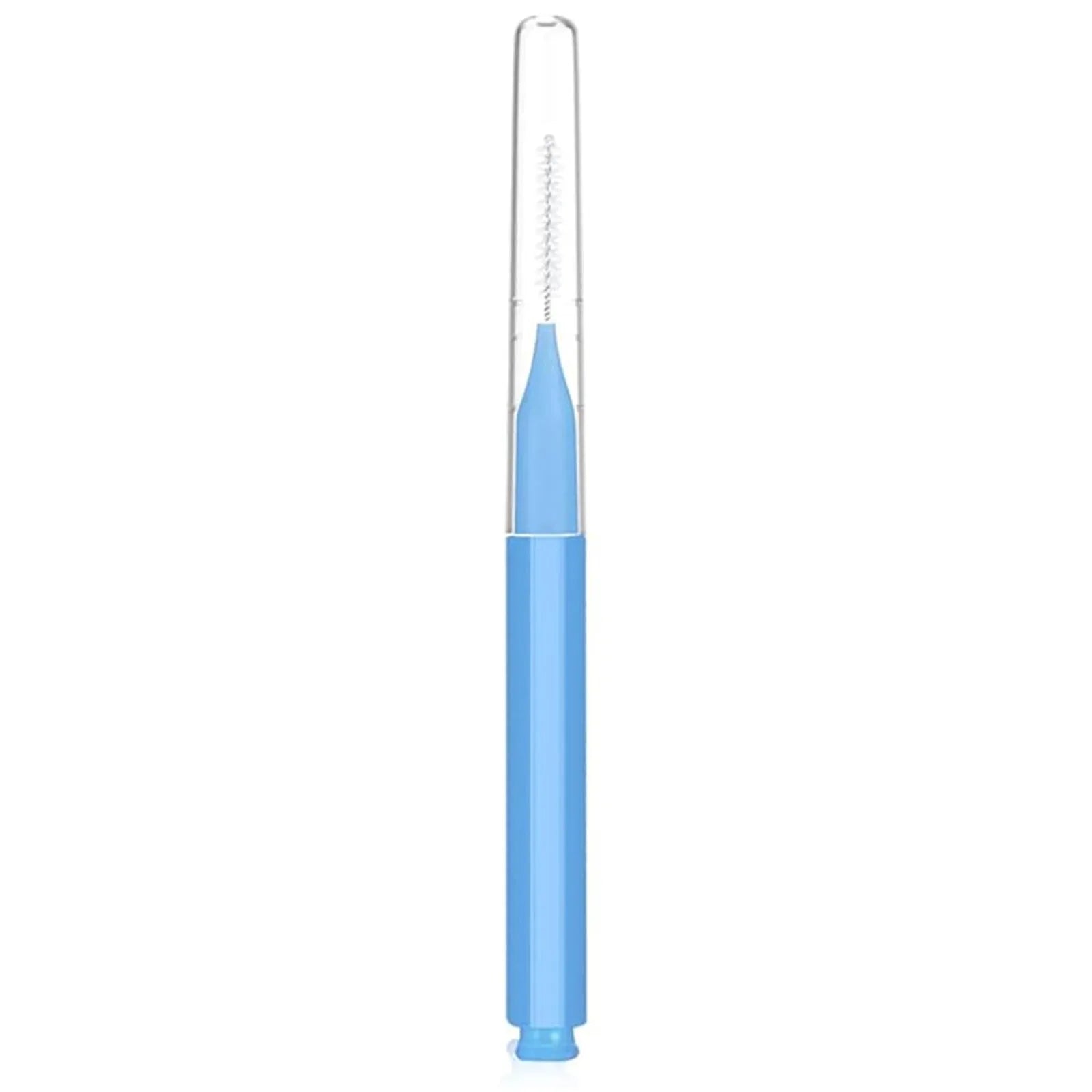 Micro eyebrow and lash brush set with caps in five colours including black and purple, with spoolies and angled brushes