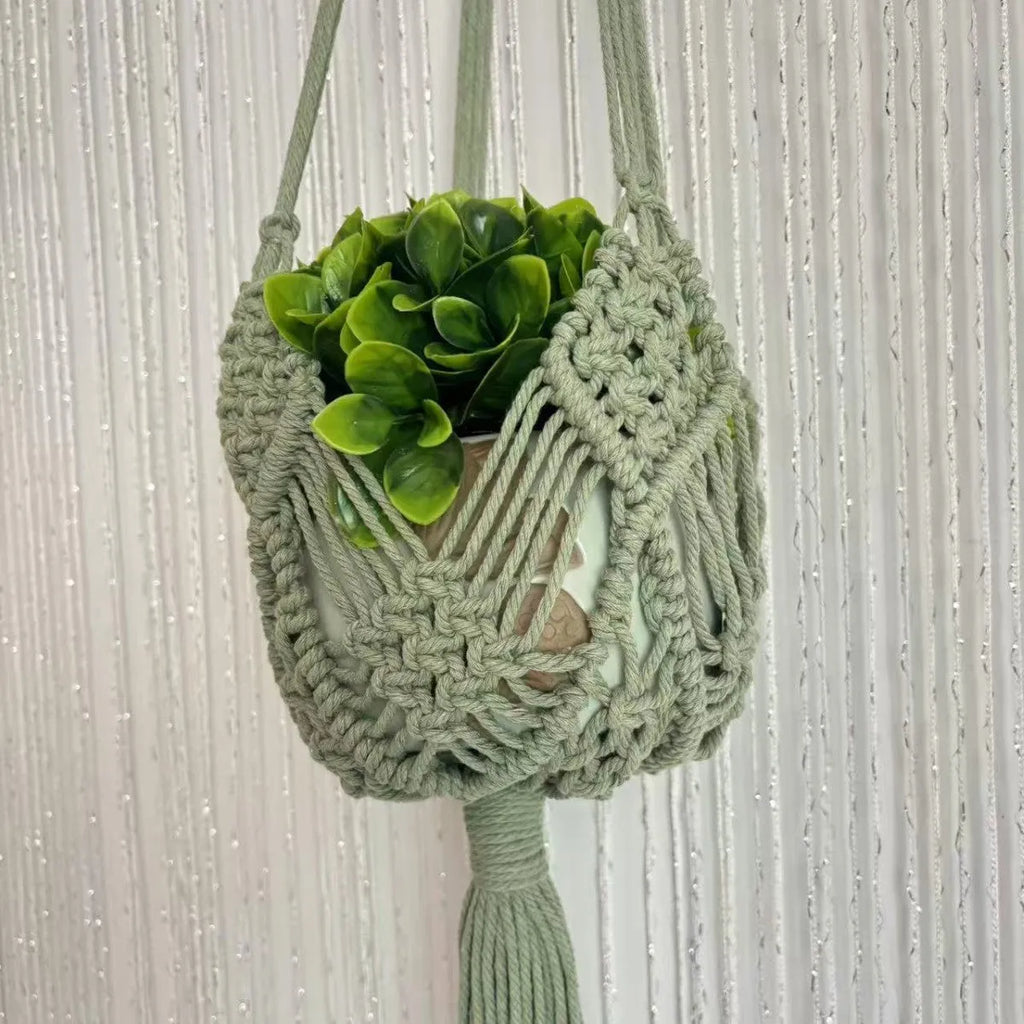 Hand-woven polyester cotton flower pot with extension cord in various colour options