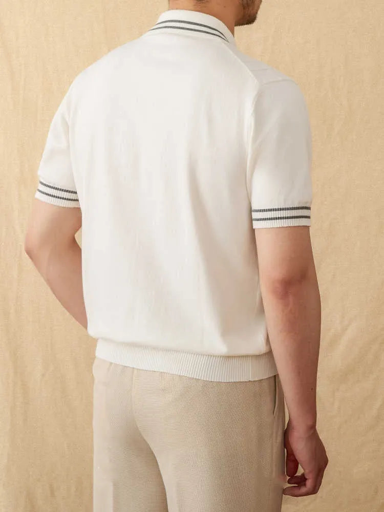 Cotton blended short sleeve polo shirt with lapel collar in apricot colour