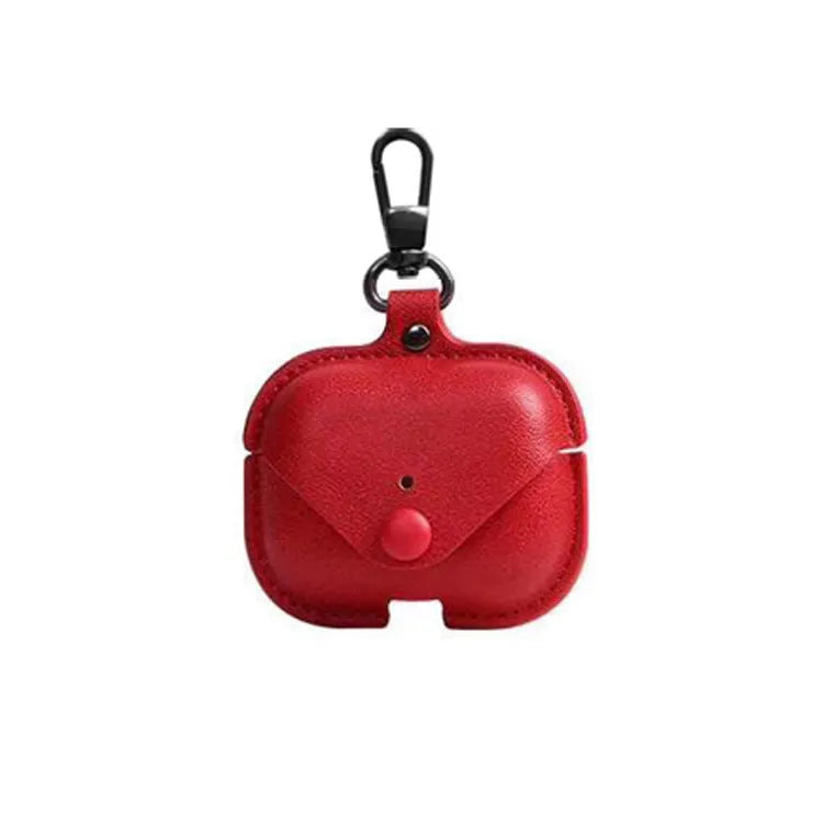 Black AirPods Pro protective leather sleeve case with cross pattern PU material.