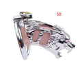 Yellow stainless steel chastity lock with tiger head hollow design, available in 40mm 45mm 50mm
