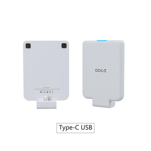 4500mAh back clip battery for iPhone Android Type-C in black, compact size 90mm x 61mm x 9mm