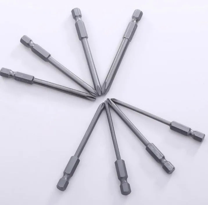 8pcs 75mm magnetic long hex cross head screwdriver bits set in S2 alloy steel with Phillips sizes PH0 PH1 PH2