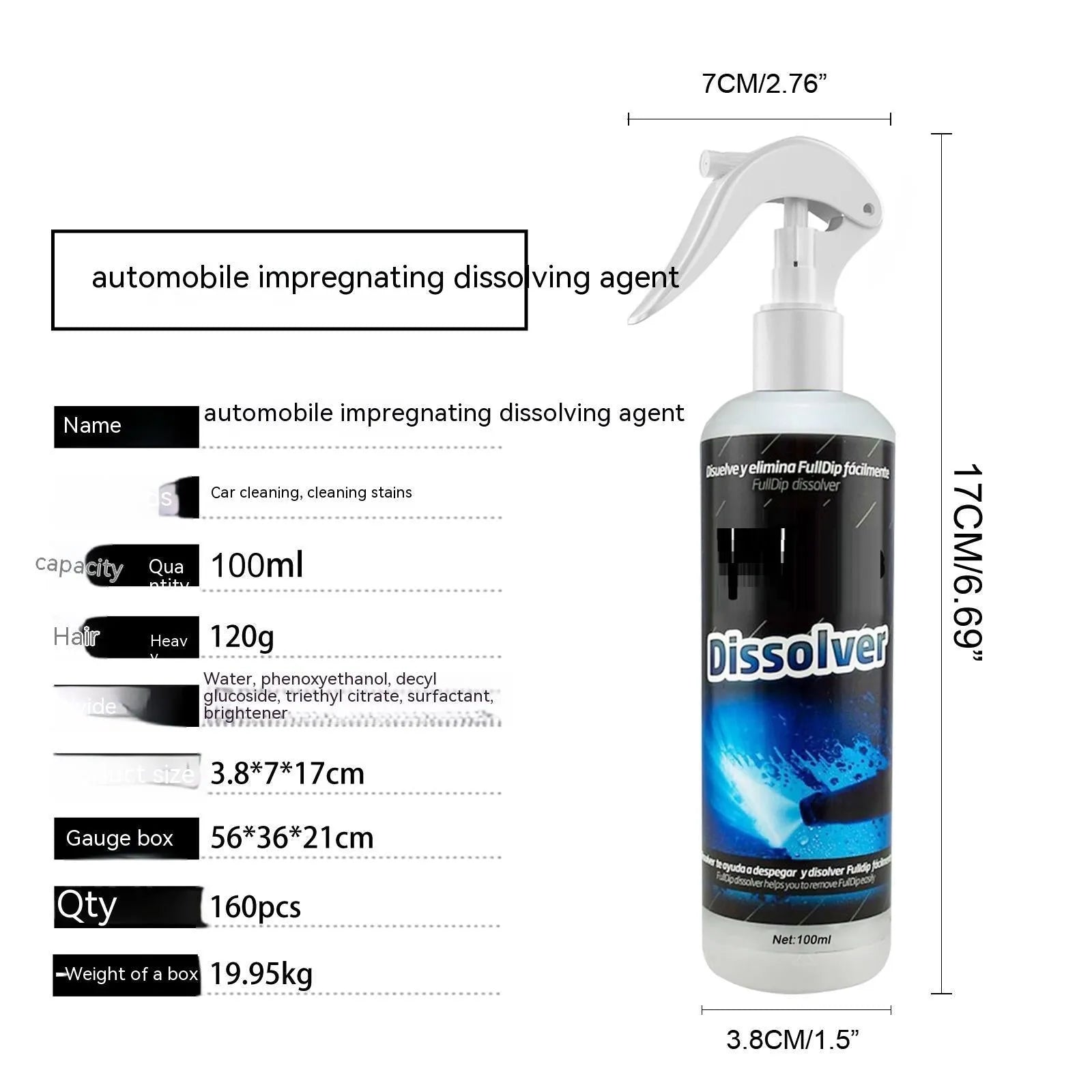 100ml car foam cleaning agent for paint polishing and interior seat stain removal