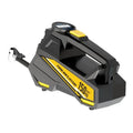 Black portable tyre inflator with digital display and LED light showing 12V car plug