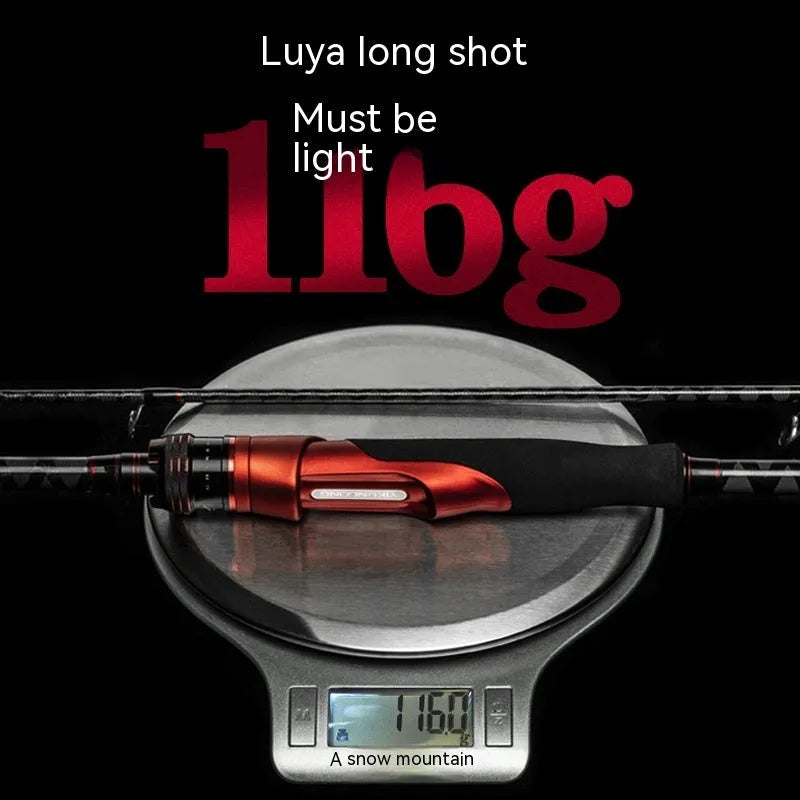 Carbon ultralight fishing rod shown with straight handle and pikestaff grip options in 2.1m and 2.4m lengths.