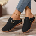 Women's lightweight casual wedge closed toe slippers, cloth upper, rubber sole, light brown colour