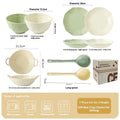 7-piece ceramic dinnerware set with solid colour glaze in modern Japanese style