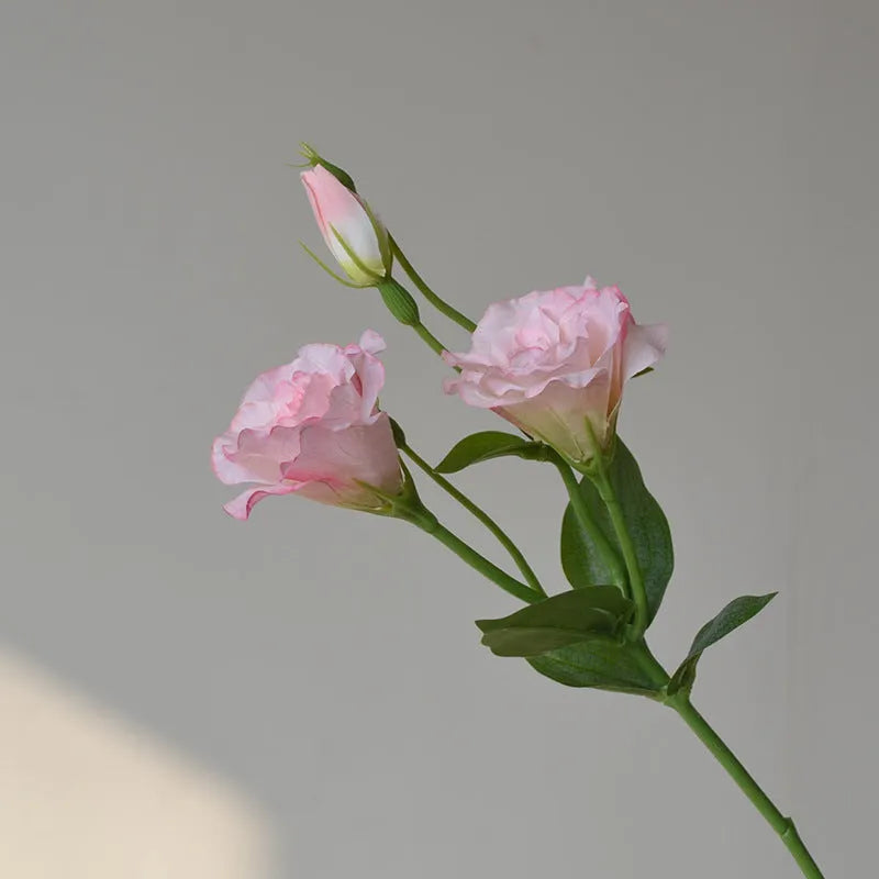 Artificial silk eustoma flower with three heads beige wedding home decoration