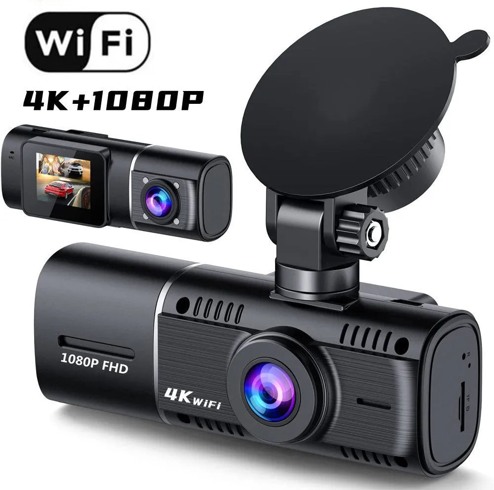 Standard black car dash camera for dual recording with a 1.5-inch screen