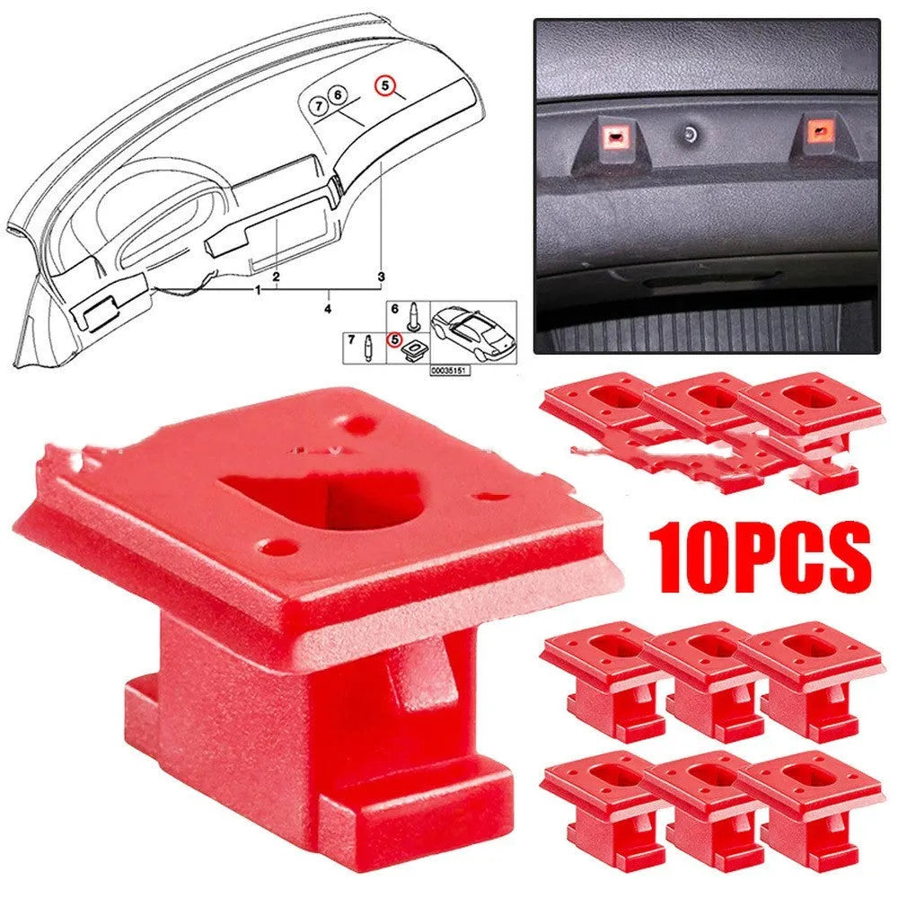 Black plastic BMW interior door trim panel snap clips for walnut trim, pack of 10 pieces