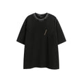 Retro loose fit half-sleeve T-shirt with embroidered detail in washed cotton fabric