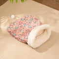 Flannel cat sleeping bag nest with PP cotton filling in blue rabbit design