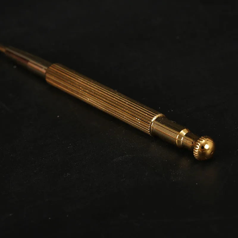 Brass elastic auricular points massage probe pen in yellow for ear health massage