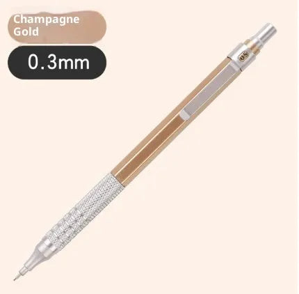 Low centre of gravity metal propelling pencil in silver finish with alloy body and visible lead tip