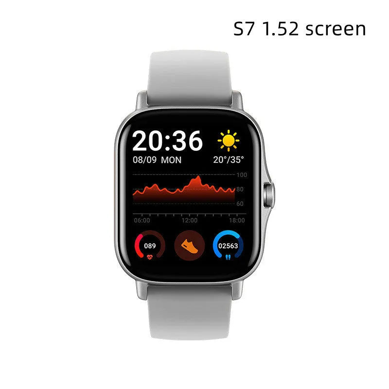 GT20 smartwatch with alloy case and silicone strap showing heart rate monitoring on screen.