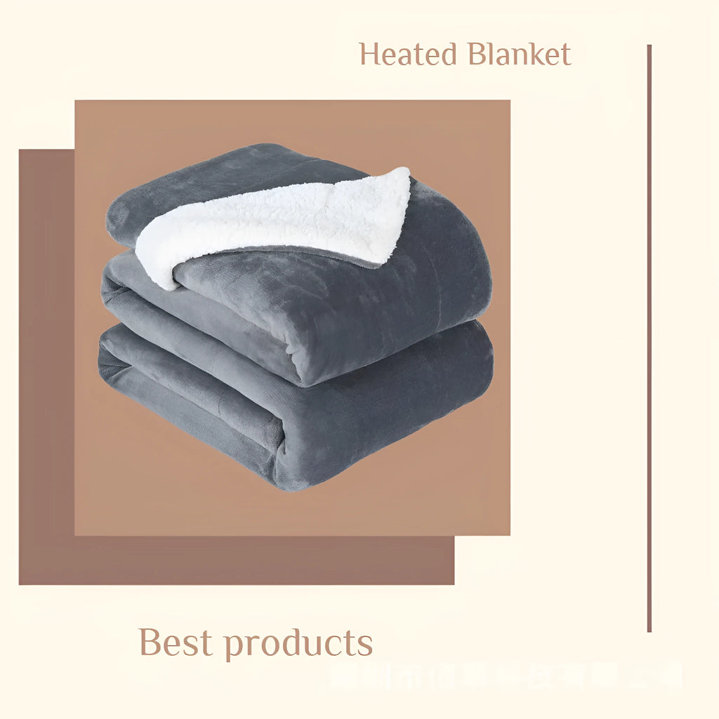 Grey USB electric heating blanket with intelligent temperature adjustment controls
