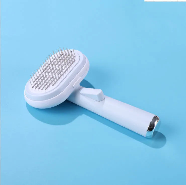 Pet hair removal steel needle comb brush in blue and pink for dogs and cats