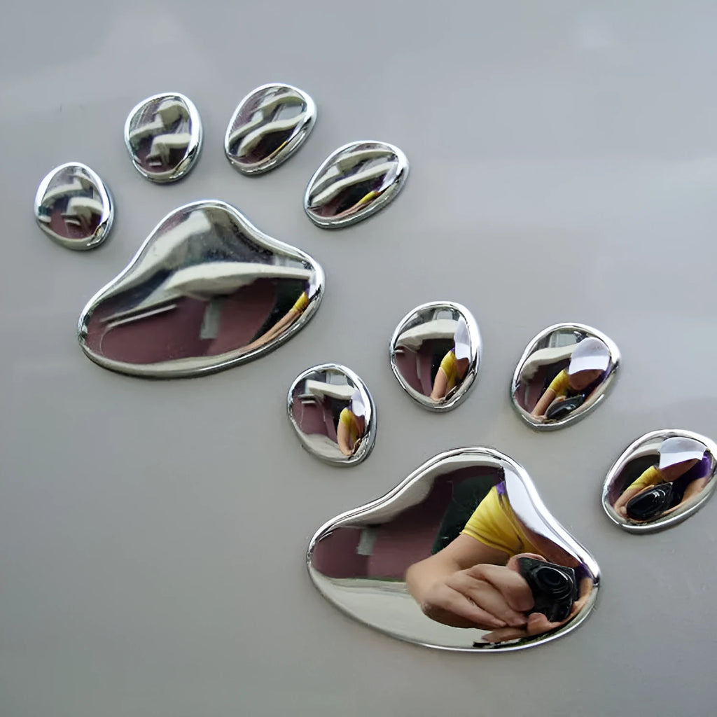 PVC car sticker with hand-shaped brush design and dog footprints pattern for bumper scratch coverage
