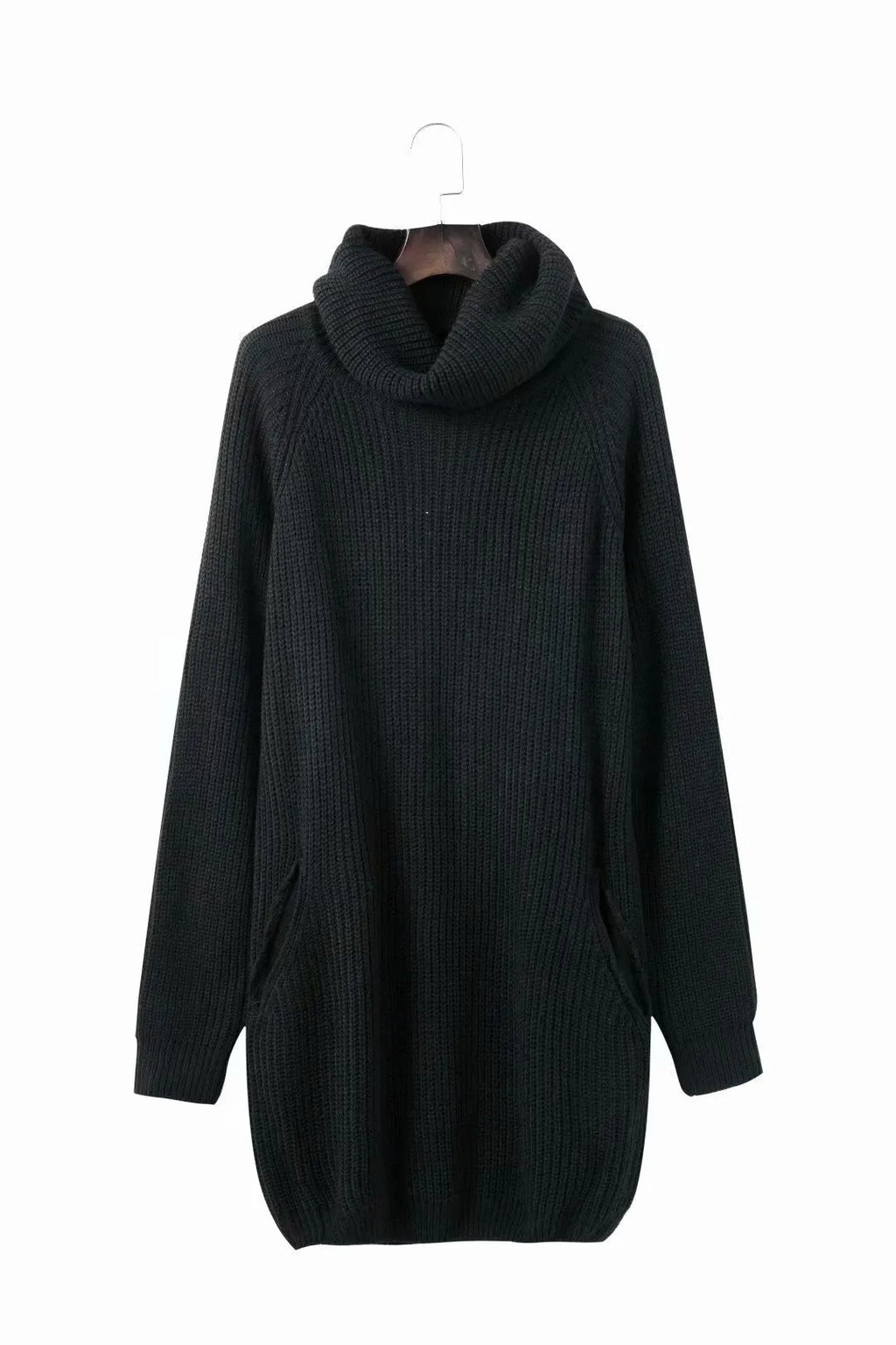 Women's loose fit lapel neck pullover sweater with pocket in light apricot colour.