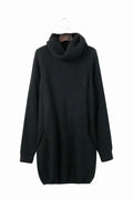Women's loose fit lapel neck pullover sweater with pocket in light apricot colour.