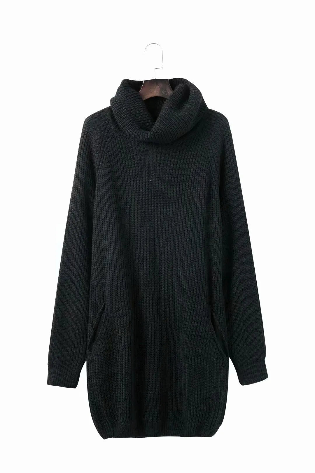 Women's loose fit lapel neck pullover sweater with pocket in light apricot colour.
