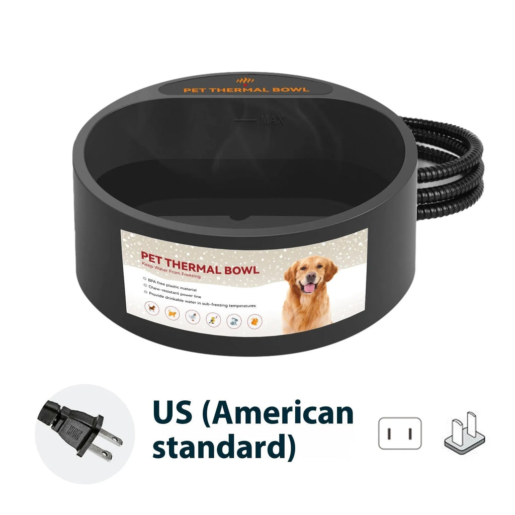 Black ABS plastic pet heating bowl with 2.2 litre capacity for temperature-controlled feeding