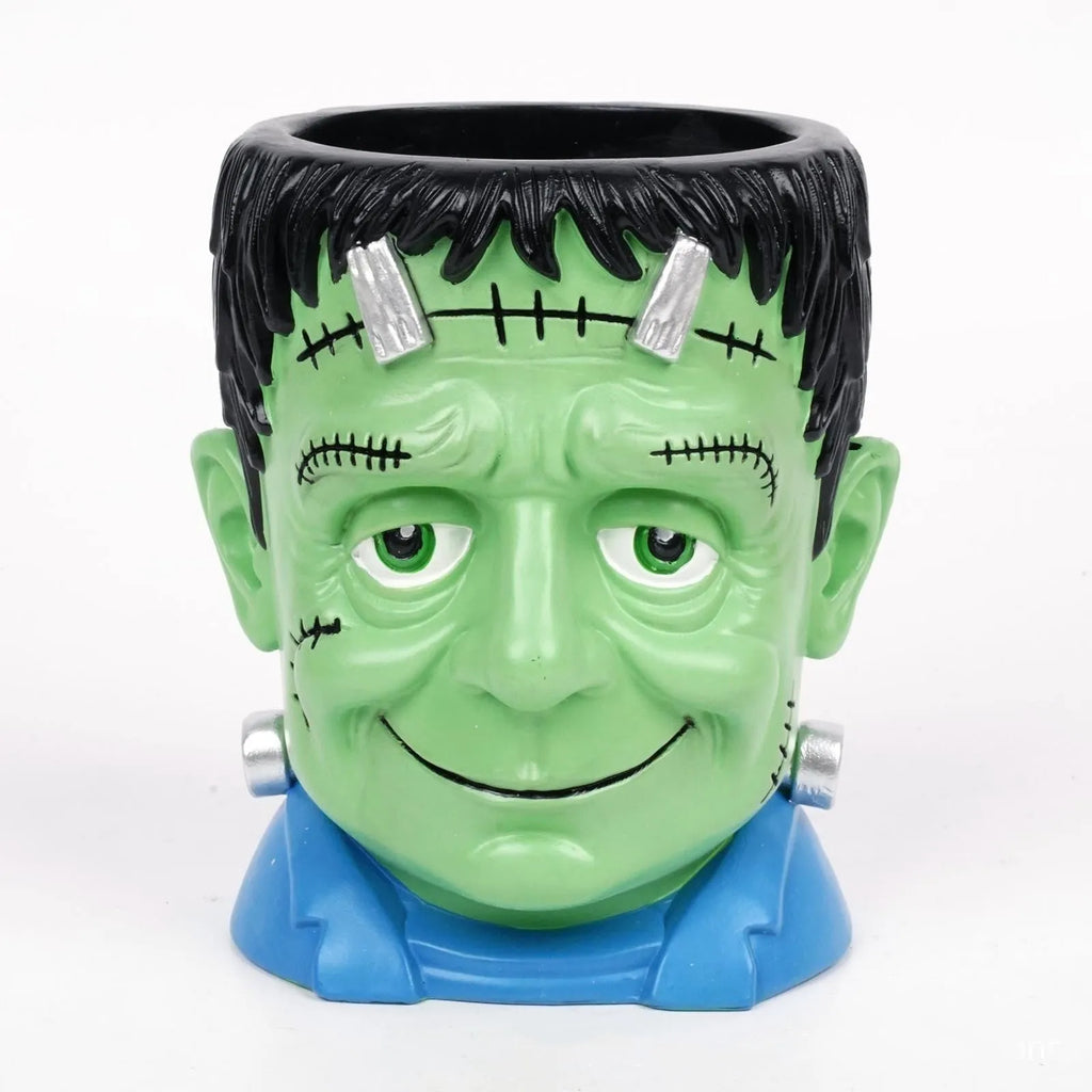 Hand-painted synthetic resin Halloween cartoon flower pot decoration showing a bandage zombie design
