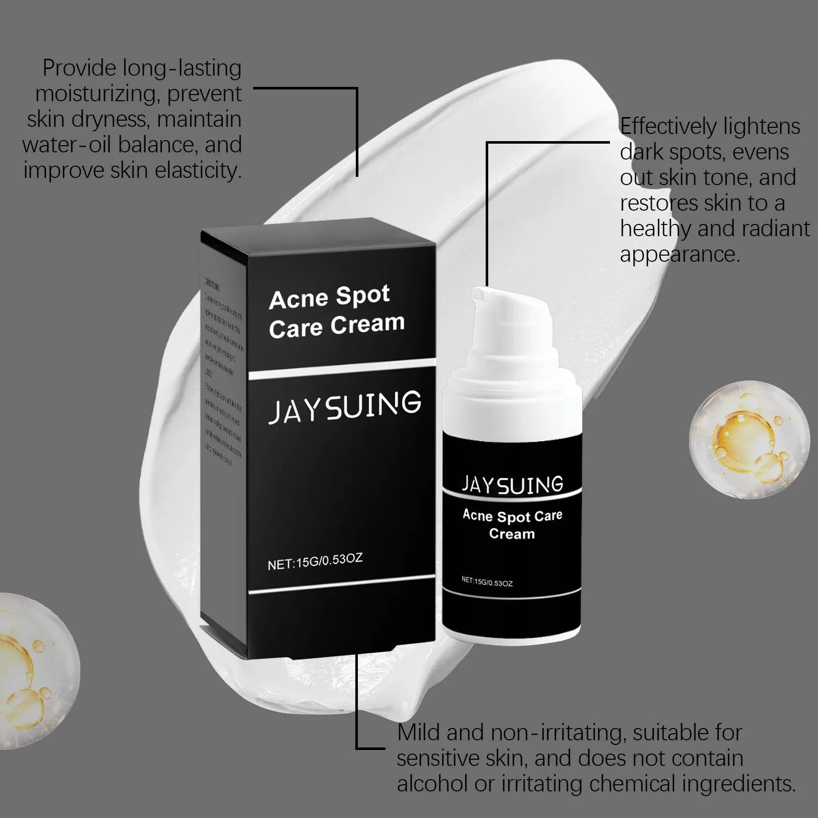 Acne cream tube 15g with mint leaf tea tree oil and aloe leaf ingredients