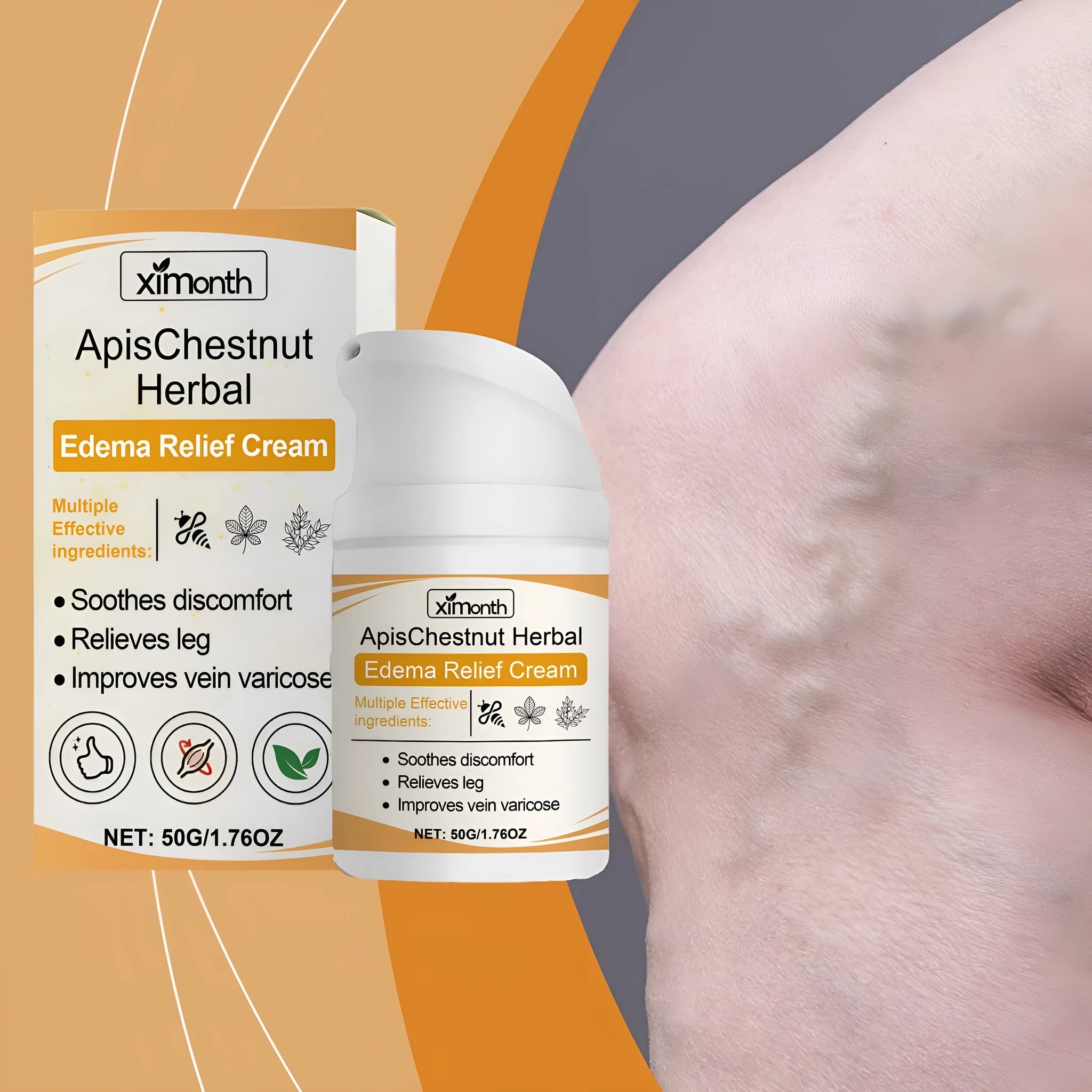 Moisturizing neck cream 50g jar with mint leaf, bee venom, horse chestnut, aloe vera, Spanish chestnut for daily massage